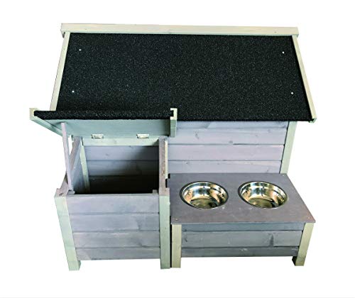 Seny Outdoor Wooden Large Dog House Dog Kennel with Dog Bowls W42xD39xH30 inch - Thumbnail 3