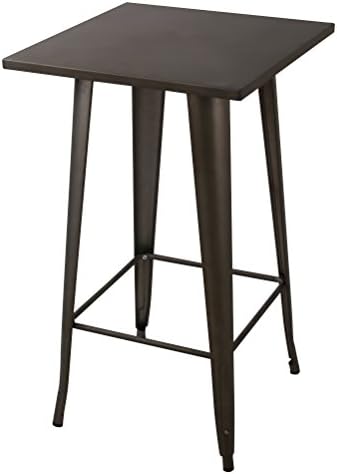 23.6" Square 41.3" Height Metal Bar Table Bistro Cafe Pub Table Indoor-Outdoor Square Rusty