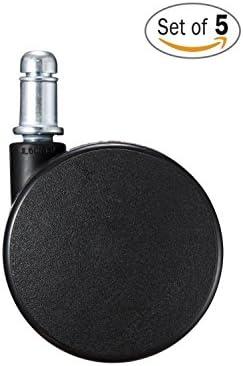 Extra Large Office Chair Caster Wheels Replacement,2.35"(60mm) Wheel Diameter,Standard Stem Size 7/16"(11mm) Compatible with Most Chairs,Heavy Duty up to 600 Lb Max Weight,Set of 5