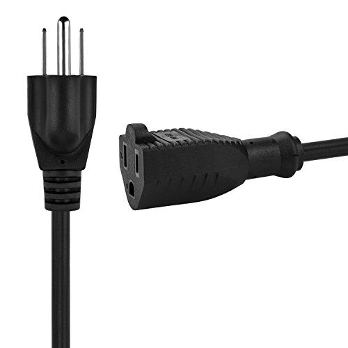 ClearMax 3 Prong Power Extension Cord Cable Strip Outlet Saver 18AWG, Black, 10 Count