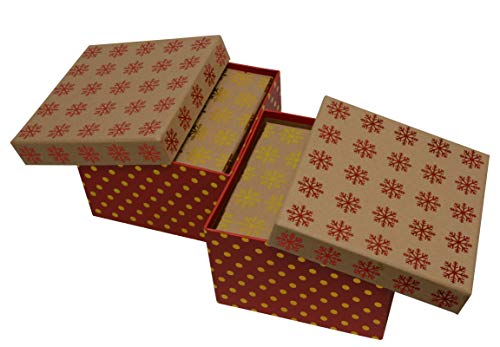Wrap N Roll Christmas Nested Gift Box Set of 8 Square Boxes in Assorted Colors with Lids, Hot Stamp for Gift Giving On Holiday and Party Favors