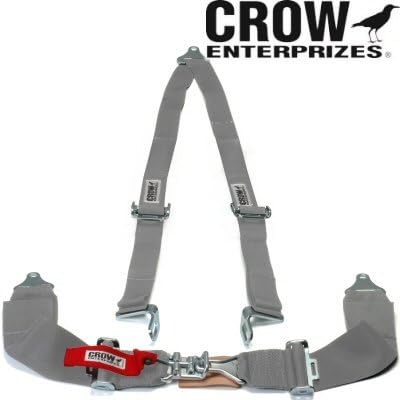 Crow Enterprizes Quick Release Grey Seat Belt 3 Inch Lap 2 Inch Shoulders 3 Point V-Type