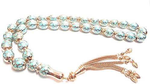 ModestyMove Beautiful Marble Affect Light Blue Arabic Islamic Muslim Tesbih Tasbih 33 Prayer Beads Bracelet Counter