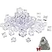 Whonline 50pcs Clear Fake Acrylic Ice Cubes Square Shape for Photography Props or Decorations, with 1 Large Velvet Storage Pouch (30pcs 1.12 Inches,20pcs 0.75 Inches)