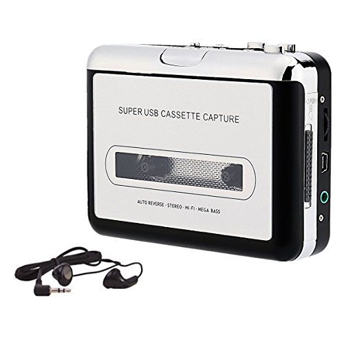 Yahead Retro Cassette to MP3 Converter, Portable Tape Player Captures USB Cassette Recorder Tape-to-MP3 Audio Music Player Compatible with Laptops and Personal Computers