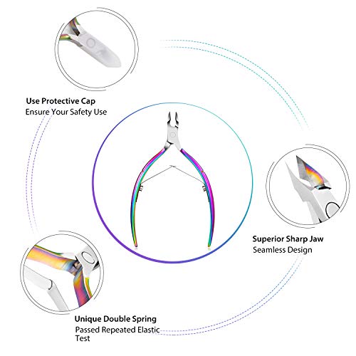 cortador de cutículas con empujador de cutículas, removedor de cutículas easkep alicate para cutículas cortador de cutículas profesional de acero inoxidable cortador de cutículas durable pedicura herramientas de manicura para uñas de manos y pies 