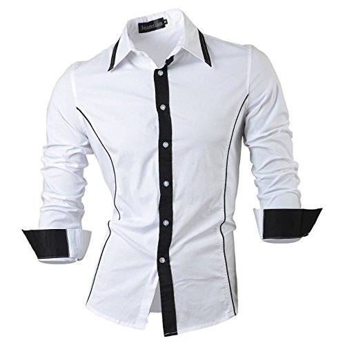 Jeansian men s slim fit long sleeves casual shirts 8015…