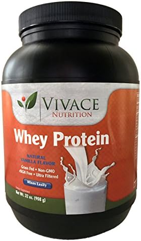 Vivace - Non GMO Grass-Fed Creamy Vanilla Whey Protein Powder , 100% Non-Denatured Native Whey Concentrate, BEST TASTING, 37 servings, 19g Of The Most Biologically Active Protein