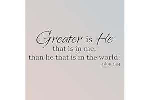 WALLPRESSIONS 30"x12" Greater is He That is in Me, Than He That is in The World John 4:4 Bible Verse Scripture Christian Wall Decal Sticker Art Home Décor