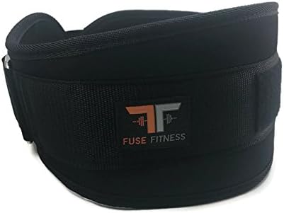 Fuse Fitness: Weight Lifting Belt For Men and Women, Revolutionary Design, Thick Lower Back Support, Steel Roller Buckle, Crossfit, Olympic Lifting, Powerlifting (Black, Medium)