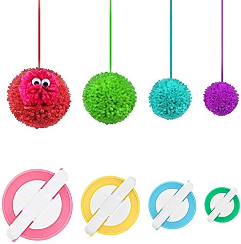 Pom Pom Maker, 4 Sizes Pompom Maker Tool Set for Fluff Ball Weave DIY Wool Yarn Knitting Craft Project for Knitting Lover (4)