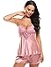 Ekouaer Nightgowns Womens Lace Up Back Satin Lace Pajamas Set (S-XL)