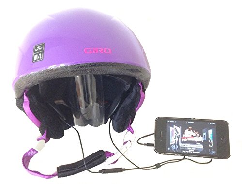 KOKKIA SportHelmet (BLACK cables): Helmet Stereo Earphones + Microphone and Remote-Control for most Smartphones/Devices.