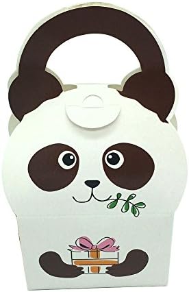 Moleya 50pcs DIY Paper Baby Shower Favors Boxes with Handle, Perfect for Decorative Treats, Cookies, Goodies, Candy and Homemade Soaps,White Panda