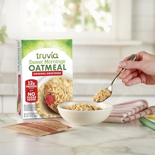 TRUVIA® SWEET MORNINGS™ ORIGINAL INSTANT ROLLED OAT OATMEAL PACKETS, 12 G PROTEIN, NO SUGAR ADDED (6 PACKETS)
