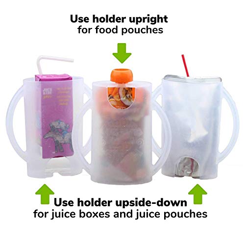 Squeeze Proof Flipping Holder Deluxe with lid for Food Pouches & Juice