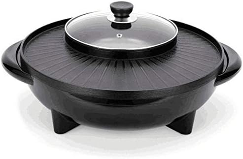 review Zcm Electric Grills Barbecue Hot Pot Electric Multi-Function Home Party Non Stick BBQ Grill Pan (Color : Black)