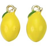 DanLingJewelry 50Pcs Yellow Lemon Charms for Jewelry Making Brass Enamel Charms with Loop 3D Brass Fruit Pendants for DIY Bracelets Necklaces Keychains