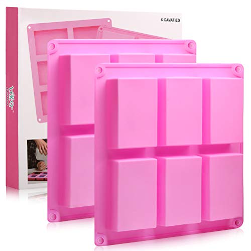 Silicone Soap Molds 2 Pack, 6 Cavities DIY Handmade Soap Moulds - Rectangle Cake Pan for Baking, Biscuit Chocolate Mold, Silicone Soap Bar Mold for Homemade Craft, Ice Cube Tray - Thumbnail 7