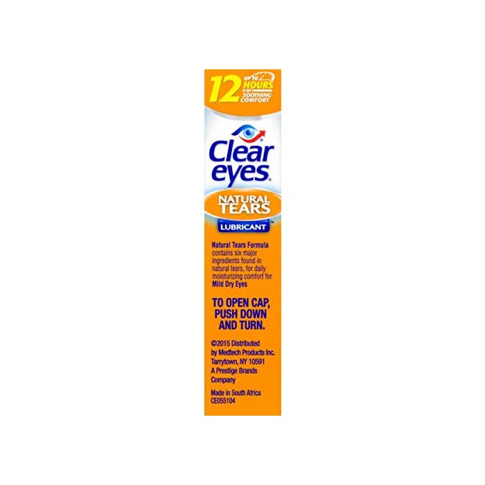 Clear Eyes Eye Drops, Natural Tears Lubricant,0.5 Fl Oz (Pack of 3) Natural Wonders Healthcare