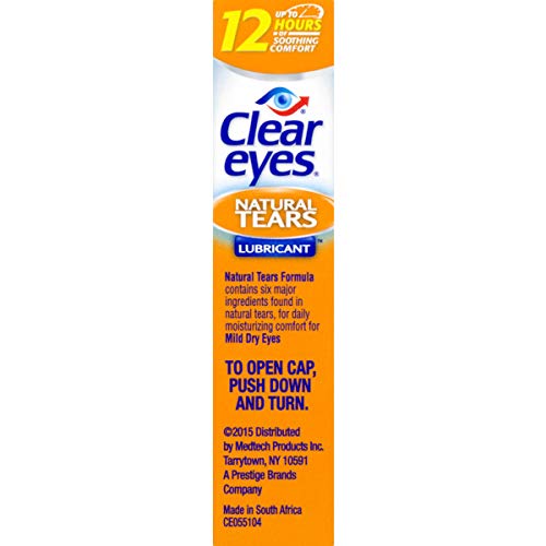 Clear Eyes Eye Drops, Natural Tears Lubricant,0.5 Fl Oz (Pack of 3) Natural Wonders Healthcare
