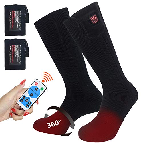CREATRILL Heated Socks w/Rechargeable Batteries, Men Women Winter Heating Thermal Sock w/Remote Control for Cold Feet Ski Hunting Camping Hiking Riding Motorcycle Foot Warmer