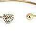 TONSEE Girl Simple Style Love Heart Rhinestone Pendant Open Bangle Bracelet
