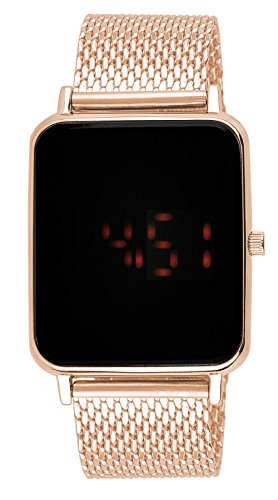 Moulin Unisex Digital One-Touch Mesh Band Watch Rose Gold #03388.77225