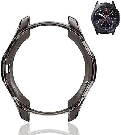 Soulen Compatible with Samsung Galaxy Watch 46mm Case 2018 (for SM-R805 / SM-R800 /Gear S3 Frontier SM-R760 / S3 Classic SM-R770N), Soft TPU Smart Shockproof Case Cover Bumper Protector （A-Black）