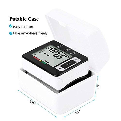 Wrist Blood Pressure Monitor, Digital BP Monitor with Memory Storage, Intelligent LCD Display Automatically Measure Pulse Diastolic Systolic and Shows Hypertension Level (Ck133)