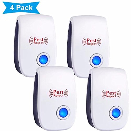 Ultrasonic Pest Repeller - Electronic Pest Control Plug-in Repellent for Mosquitoes, Mice, Ants, Roaches, Spiders, Bugs, Flies, Insects, Rodents - Human & Pets safe R4K 4 Pack