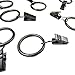 UltimateGifts 1-Inch Matte Metal Curtain Rings with Clips, 32-Pack, Black 