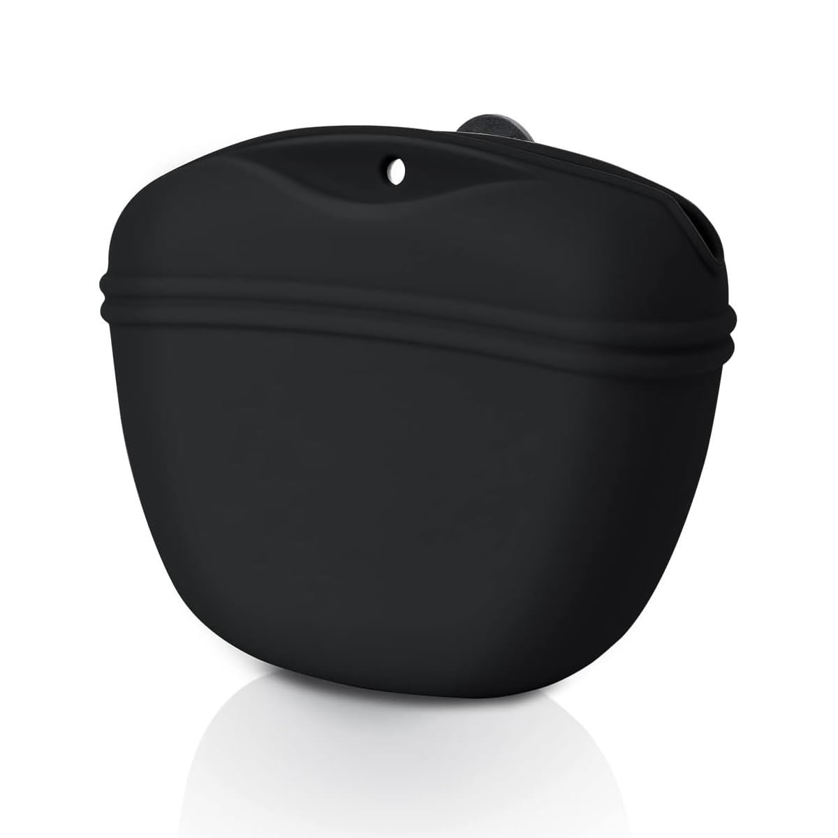 KOMUNJ Silicone Dog Treat Pouch, Treat Bag for Dogs, Silicone Dog Treat Bag for Dog Training, Clip on Portable Training Container, Black