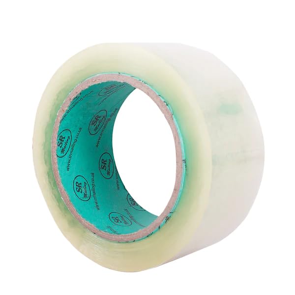 6 pack (48mm X 92m) (100 Yards) Strong Clear parcel packaging tape for parcel and boxes. Strong Tape for moving house - Heavy duty packing rolls provide strong secure and sticky seal - Extra long tape