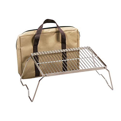REDCAMP Folding Campfire Grill 304 Stainless Steel Grate, Heavy Duty Portable Camping Grill with Legs Carrying Bag, Medium