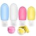Portable Silicone Travel Bottles Set: Traveling Size Shampoo Bottle and Cream containers with Plastic Organizer Zipper Bag TSA Approved Hand Squeeze Toiletry Container Accessories Kit for Toiletries, 6 Piece Set