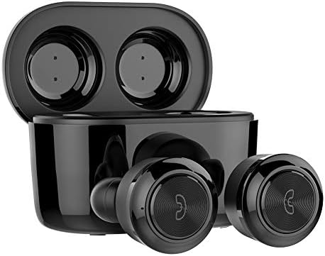 WSCSR True Wireless Earbuds,Easy-Pair Sports Sweatproof Mini Bluetooth Headphones with Graphene-Enhanced Drivers,3D Stereo Sound,IPX5 Sweatproof,Stereo Calls and Built-in Mic-Black (Black)