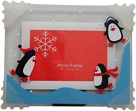 Winter Themed Picture Frame โ Glass Frameless Picture Frame โ Hand Painted 6 x 4 Glass Picture Frame Penguins Kid Picture Frame