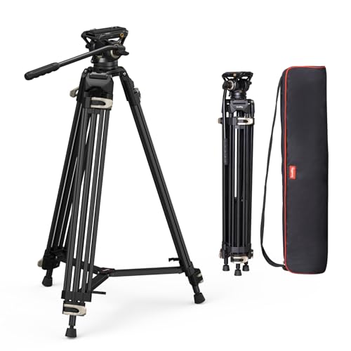SMALLRIG Videostativ, 73-Zoll (186 cm) Heavy Duty Tripod Hochleistungs Stativ mit 360-Grad-Fluidkopf und Schnellwechselplatte für DSLR, Camcorder, Kam