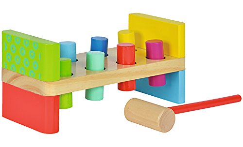 Eichhorn 100002221 - Bunte Klopfbank, enthält: Hammer, 8x Klopfstifte, 10x23,5x11cm, 10-tlg., Kiefernholz, Birkenholz – Bild 5