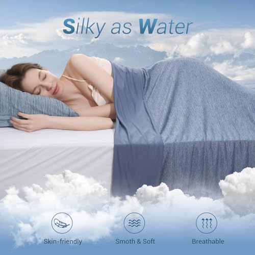 Elegear Cooling Blanket for Summer, Q-Max 0.5 Japanese Arc-Chill 3.0 Cool Fiber Throw for Hot Sleepers, Night Sweats, Adult Sofa Travel, Lightweight, Double/King Size Bed, 200x220cm, Blue