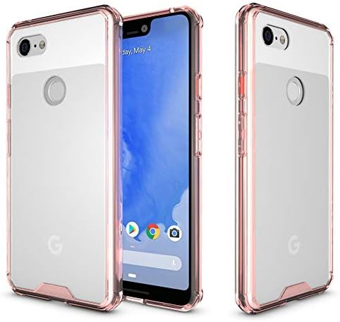 Dooqi Hybrid Soft TPU Shockproof Bumper Clear Case Cover for Google Pixel 3 XL (Pink)