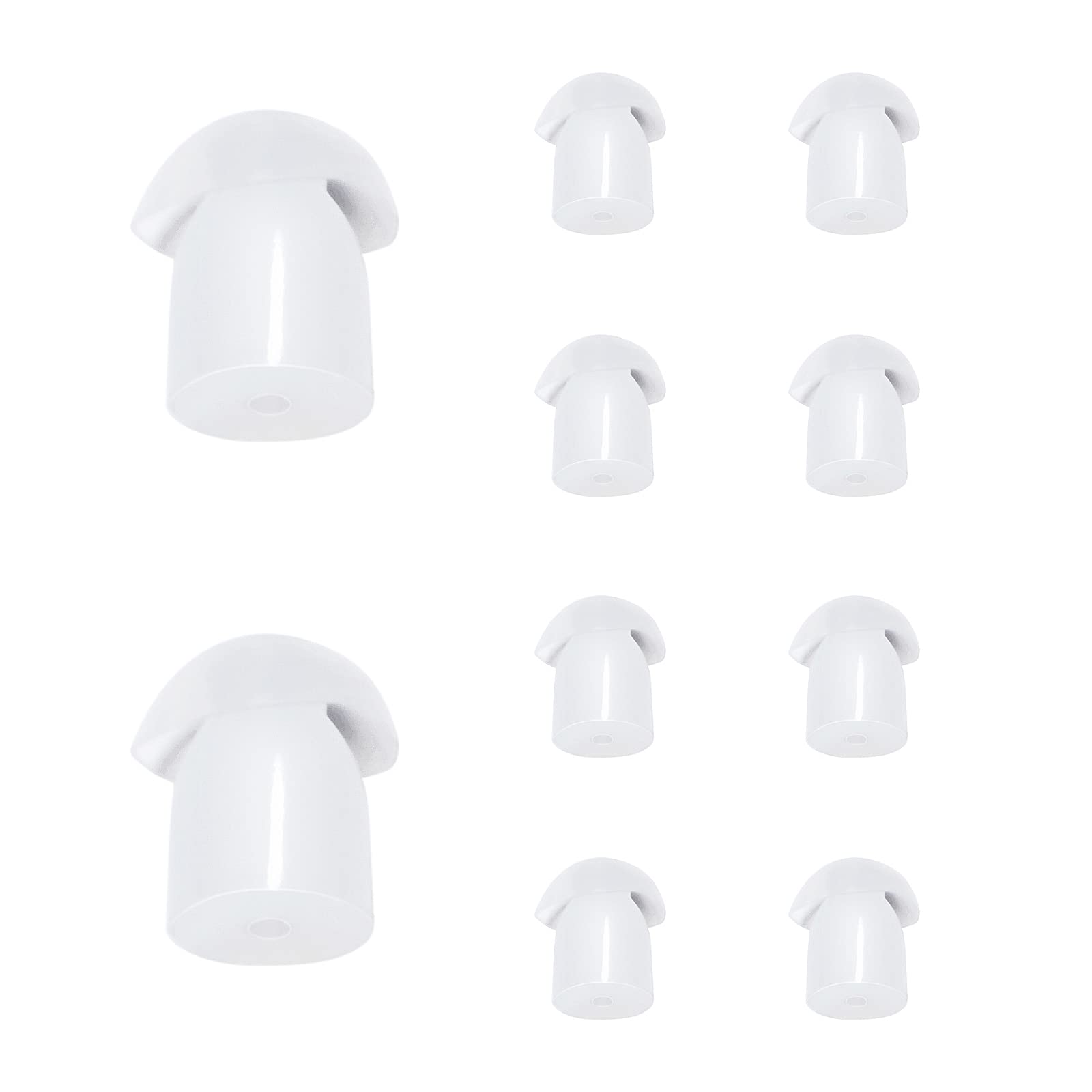 HYSHIKRA Replacement Soft Rubber Mushroom Earbuds Ear Tips Compatible for Motorola Baofeng Kenwood Yaesu Walkie Talkie Covert Acoustic Air Tube Earpiece Headset (10 PCS, White)