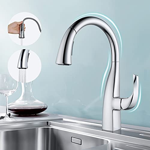 ARCORA Kitchen Faucet with Pull Out Shower Head 360° Swivel Kitchen Tap with 2 Spray Modes Kitchen Sink Faucet Chrome