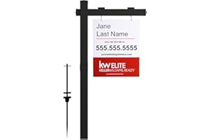 Kdgarden Vinyl PVC Real Estate Sign Post 6' Tall (4"x 4"x 72"), Realtor Yard Sign Post with Flat Cap for Open House and Home for Sale, 36" Arm Holds Up to 24" Sign, Black (No Sign)