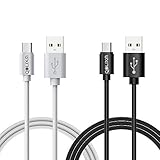 [2-Pack] QOLIXM 3 Feet Micro USB Cable, Quick Charge and Sync Cord for Android/Kindle/Windows/MP3/Camera and Other Device, Black + White