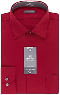 Van Heusen Men's Dress Shirts Regular Fit Lux Sateen Stretch Solid