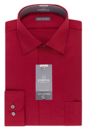 Van Heusen Men's Dress Shirts Regular Fit Lux Sateen Stretch Solid