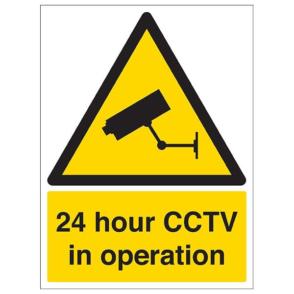 V Safety Warning Security - 24 Hour Cctv In Operation - 300 X 400MM Safety Sign With Snap Frame