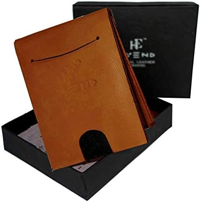 Stellar Tan Thin, Minimalist Men's, Boys Genuine Leather RFID Blocking Pocket Friendly Bi-fold Stylish Slim Edge Wallet. 1 Sliding Card, ID Window, 1 Cash, 9 Slots. Water Resistant Lining Fabric